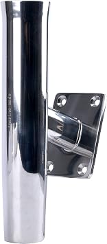 Amarine Made Stainless Steel Rod Holder, Tournament Style Single Rod Holder, Transom Mounted , Wall Mounted - 20 Degree
