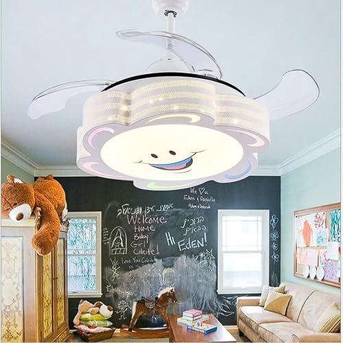 Miniatura 3 de Ventiladores de techo retráctiles de 42 pulgadas con control remoto de luz LED, 4 cuchillas invisibles de ABS transparente, para sala de estar,