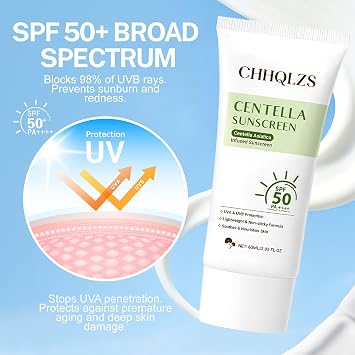 Centella Sunscreen SPF 50+ Lightweight, Non-Sticky Face & Body Sun Protection with Centella Asiatica for Soothing & Nourishing Skin - 60ml/2.03oz