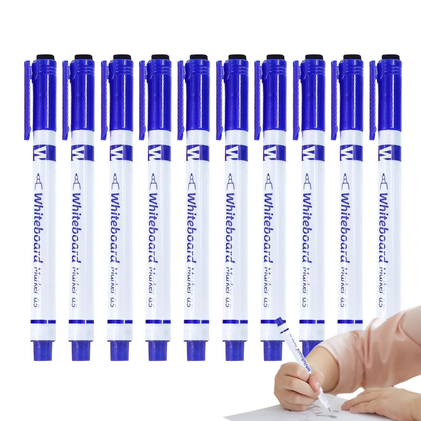 Whiteboard Markers,10 Pieces Teacher Pens - 0.5mm Fine Tip Writing Markers | For Teacher Classroom Whiteboard Calendar School Preschool Kindergarten Drawing