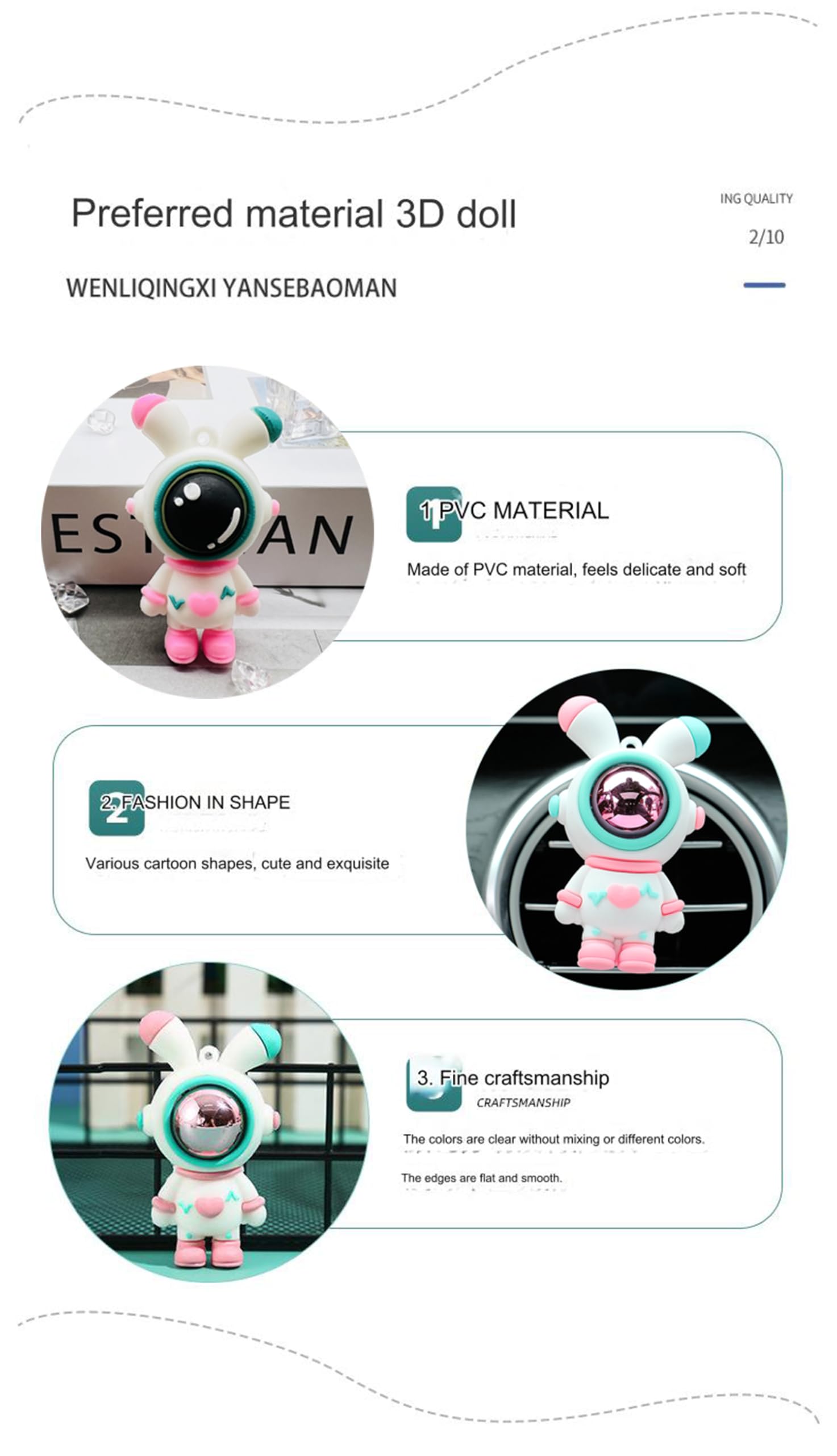 Spiaty Rabbit Astronaut Home, Car and Office Decor Figurine (Small, Pink, Set of 2) 4