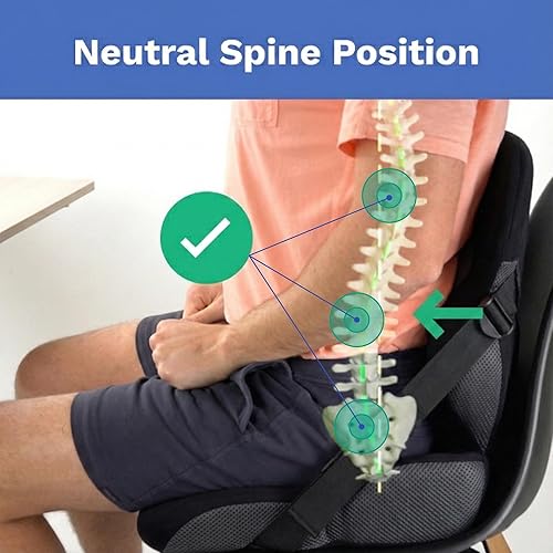 Miniatura 2 de Almohada de apoyo lumbar para silla de oficina  Cojín de espuma viscoelástica ajustable, desarrollado por médicos, alivio ergonómico de la presión y