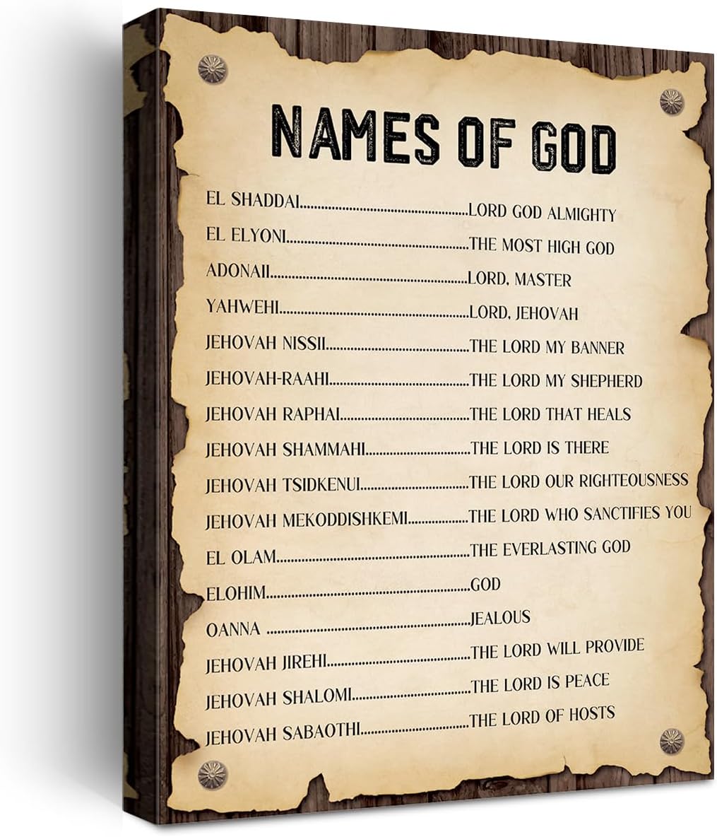 Christian Religious Canvas Wall Art,Names of God Canvas