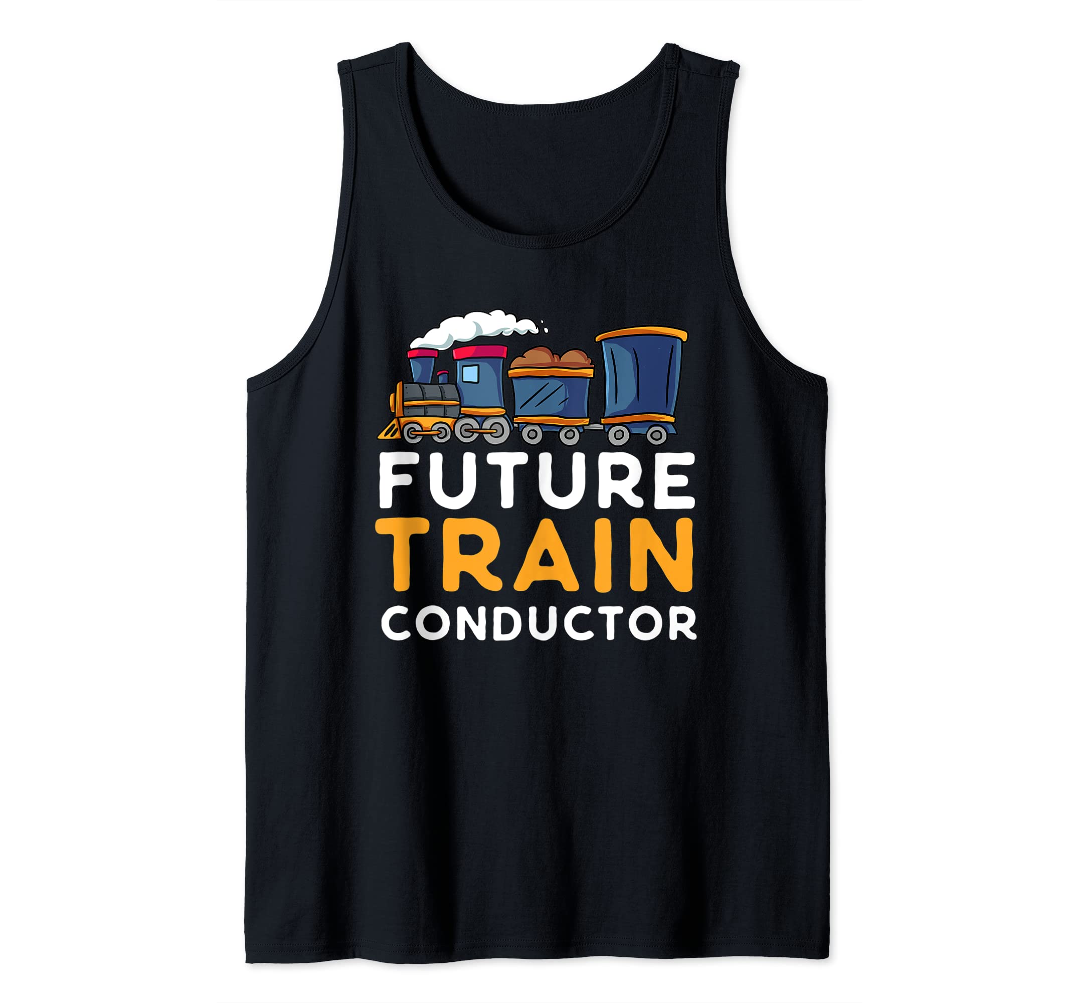 Steam Engine Gift for Toddlers Kids Future Train Conductor Tank Top, Black
