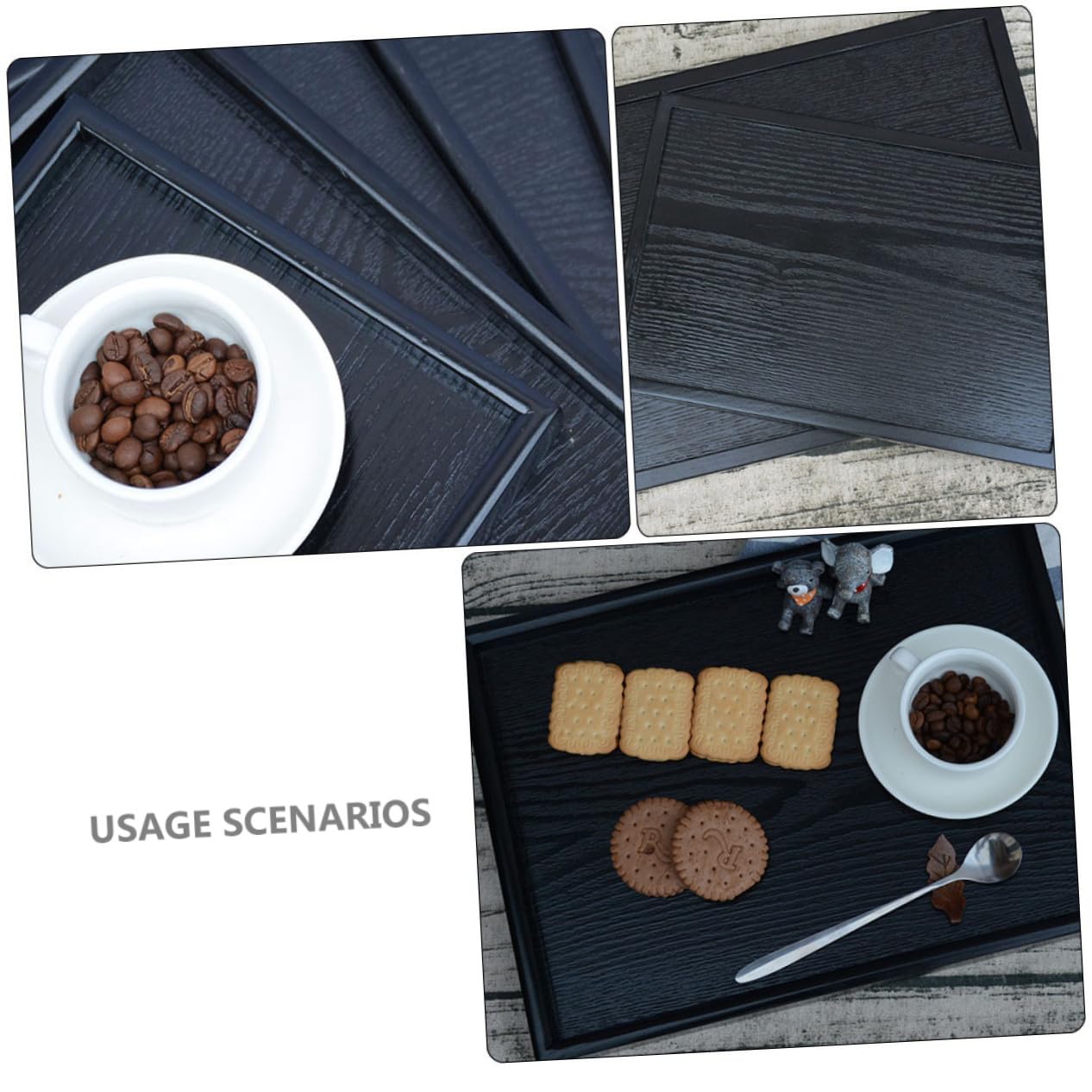 Bandeja de Madera Decorativa Retro para Servir Snacks, Decoración de Sala y Eventos Navideños