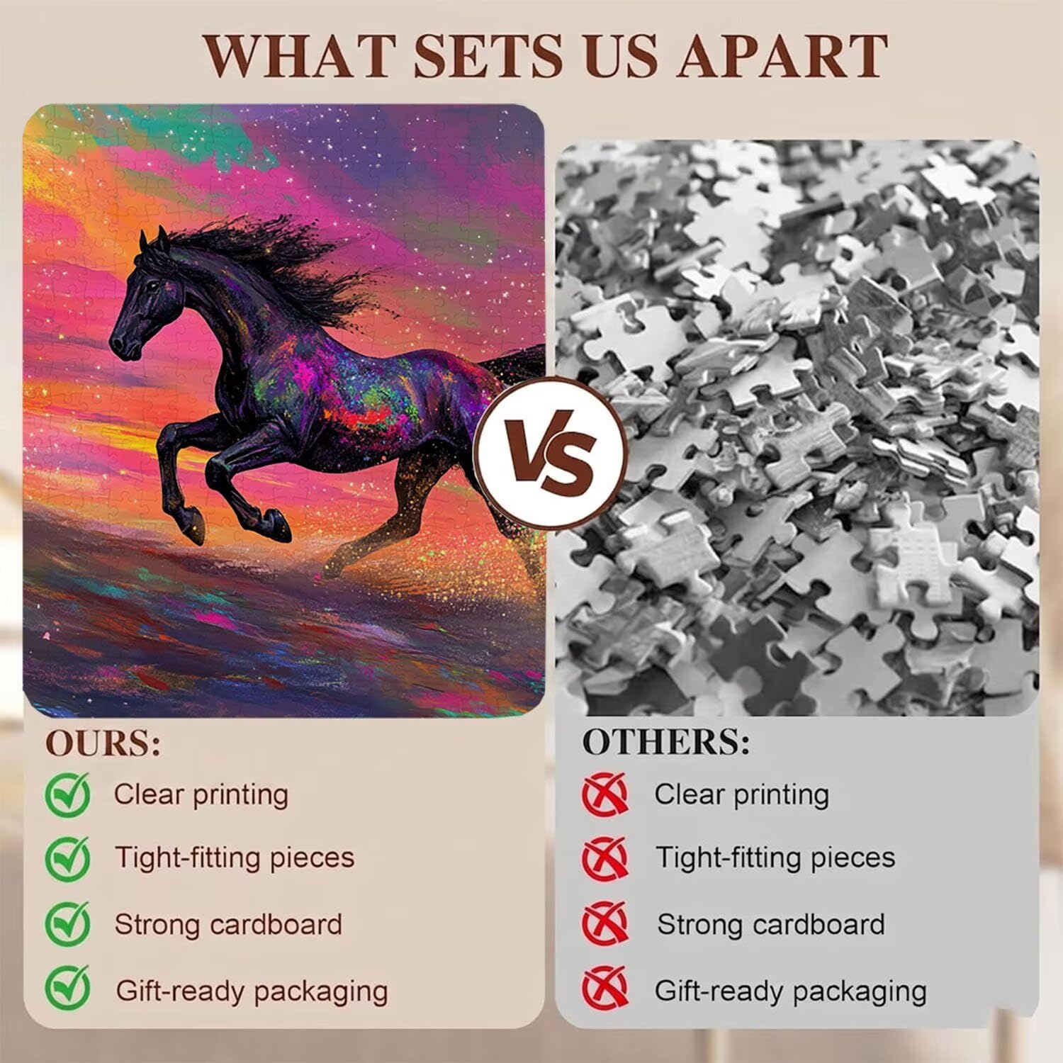Puzzle 2000 Pezzi Classici, Puzzle cavallo sogno 99 x 70 cm, Gioco Educativo e Antistress in Legno con Poster Incluso, Ttività DIY per Famiglia, Regalo per Appassionati, Decor Parete Casa, f0-662