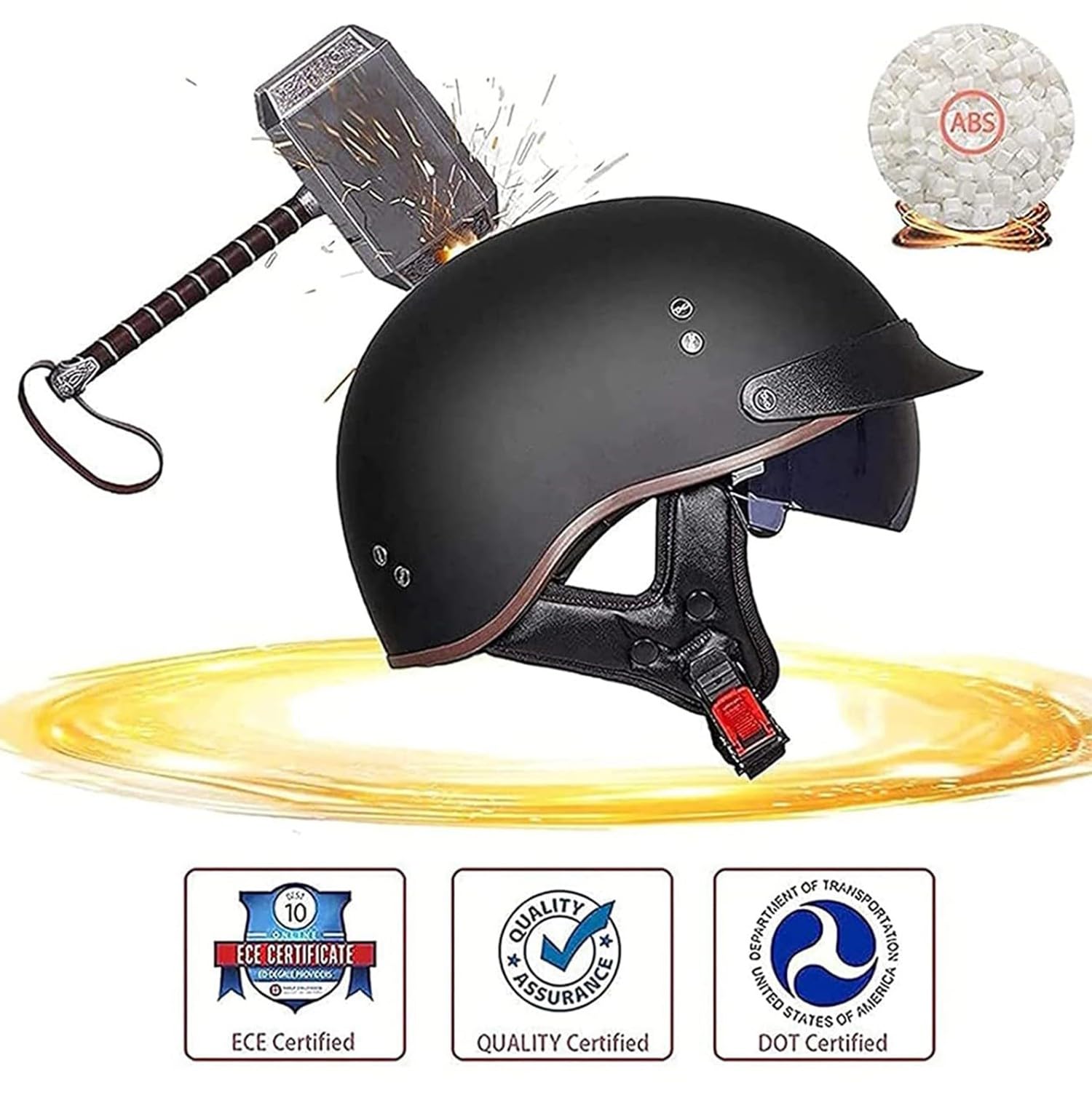Caschi Cromwell Jet E Demi-Jet Moto Brain - Cap Casco Jet Retro Casco Jet Visiera Incorporata Scooter Casco Ciclomotore Con Punto ECE Approvato Casco Moto D'epoca
