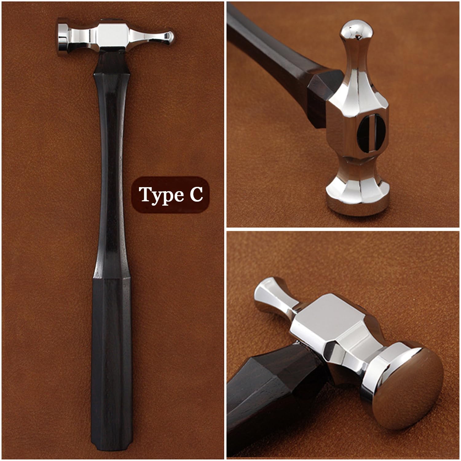 Martillo para Peletería para Artesanos, Martillo con Mango De Repuesto para Suministros De Bricolaje, Martillo para Manualidades De Cuero, Herramienta para Manualidades De Cuero, Martillo para Tallar