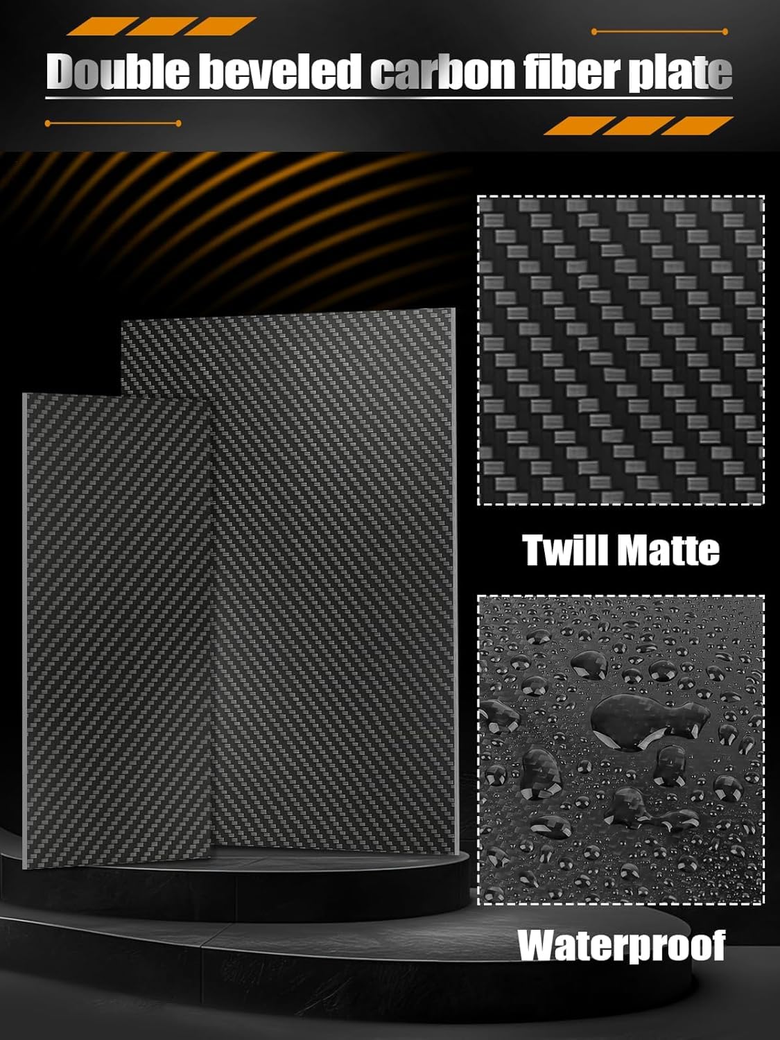 Kalolary Carbon Fiber Board Plate, 3K Real Kohlefaserplatten erhältlich in 0,5mm-5mm Köperbindung 100% glänzende Oberfläche (Köperbindung, 240 * 240 * 0,5mm)