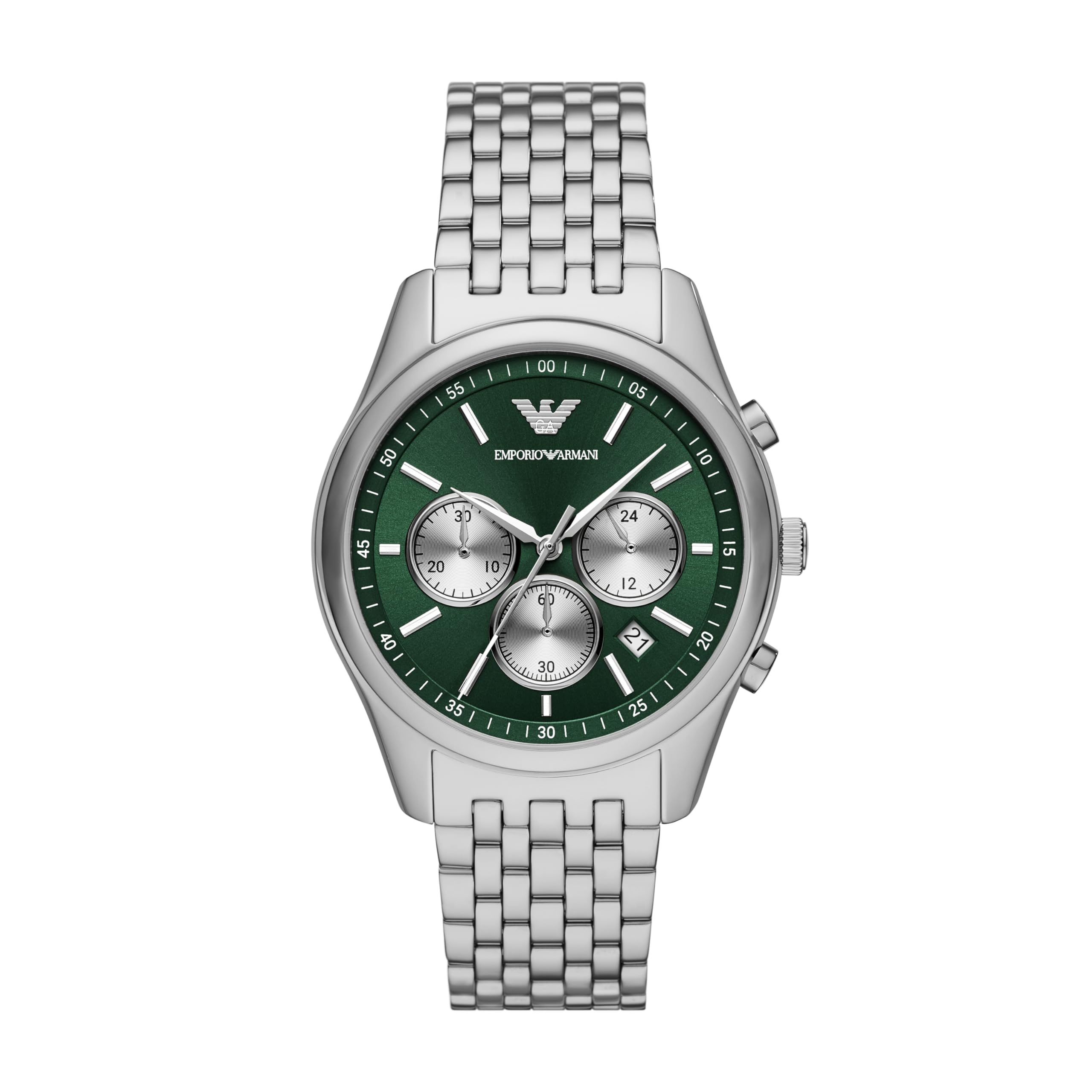 Emporio Armani Stainless Steel Analog Green Dial Men Watch-Ar11581, Silver Band-picture-14