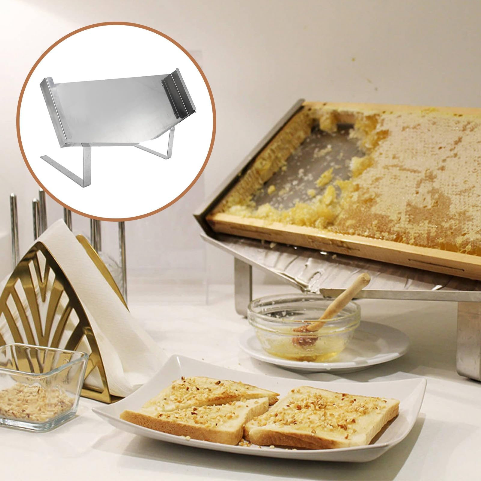 Marco de Marco de Panal de la Pantalla de Soporte de Soporte de Colmena para Apicultura Adecuada para apiarios, restaurantes, panaderías y cafés Plateados