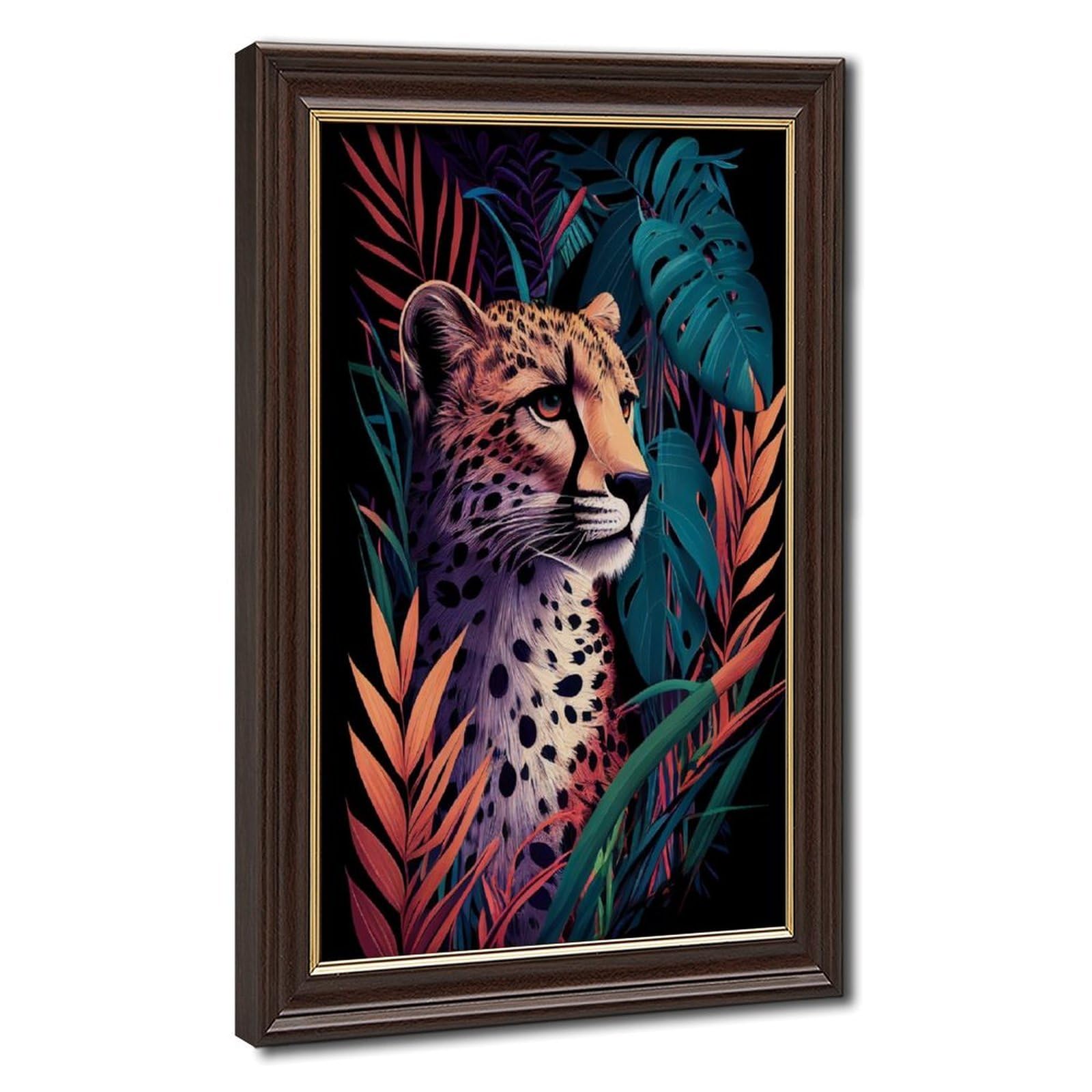 Bareronor Mokume Gane Frame-Style Boho Cheetah Canvas Poster For Office Decor Gift