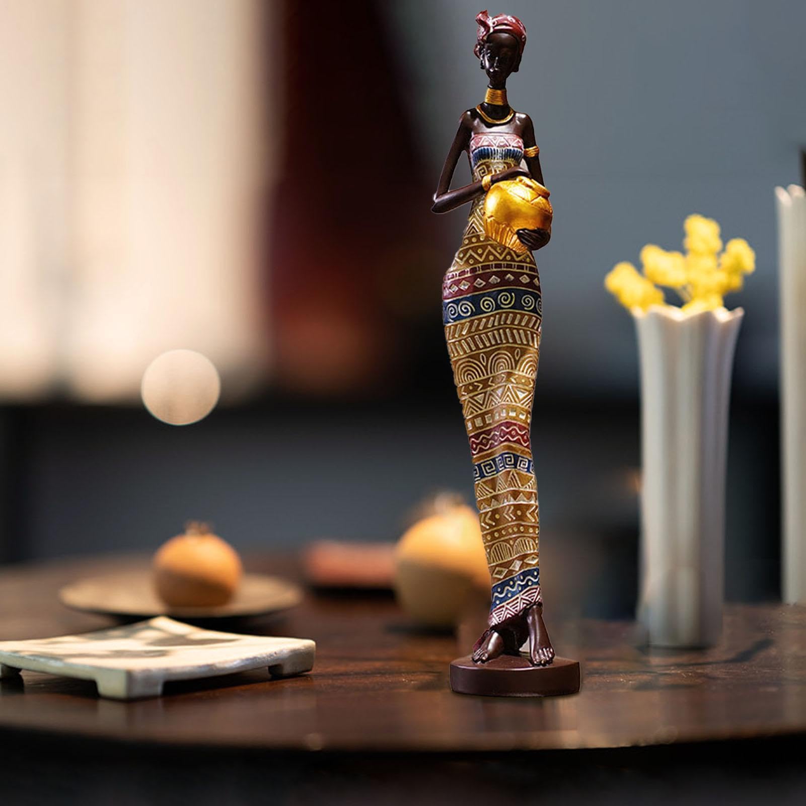 Figuras africanas - Estatua de las mujeres africanas de resina, decoración de las estatuas africanas | Figura mujer africana arte coleccionable, mesa de resina decoraciones para la li