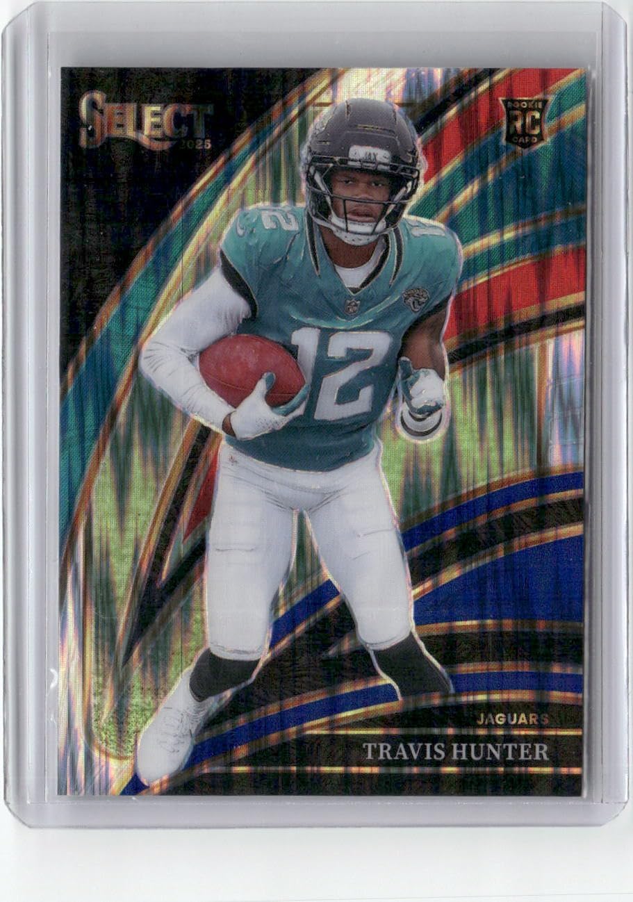 2025 Panini Select #228 Travis Hunter Red and Blue Prizm Shock Football Card