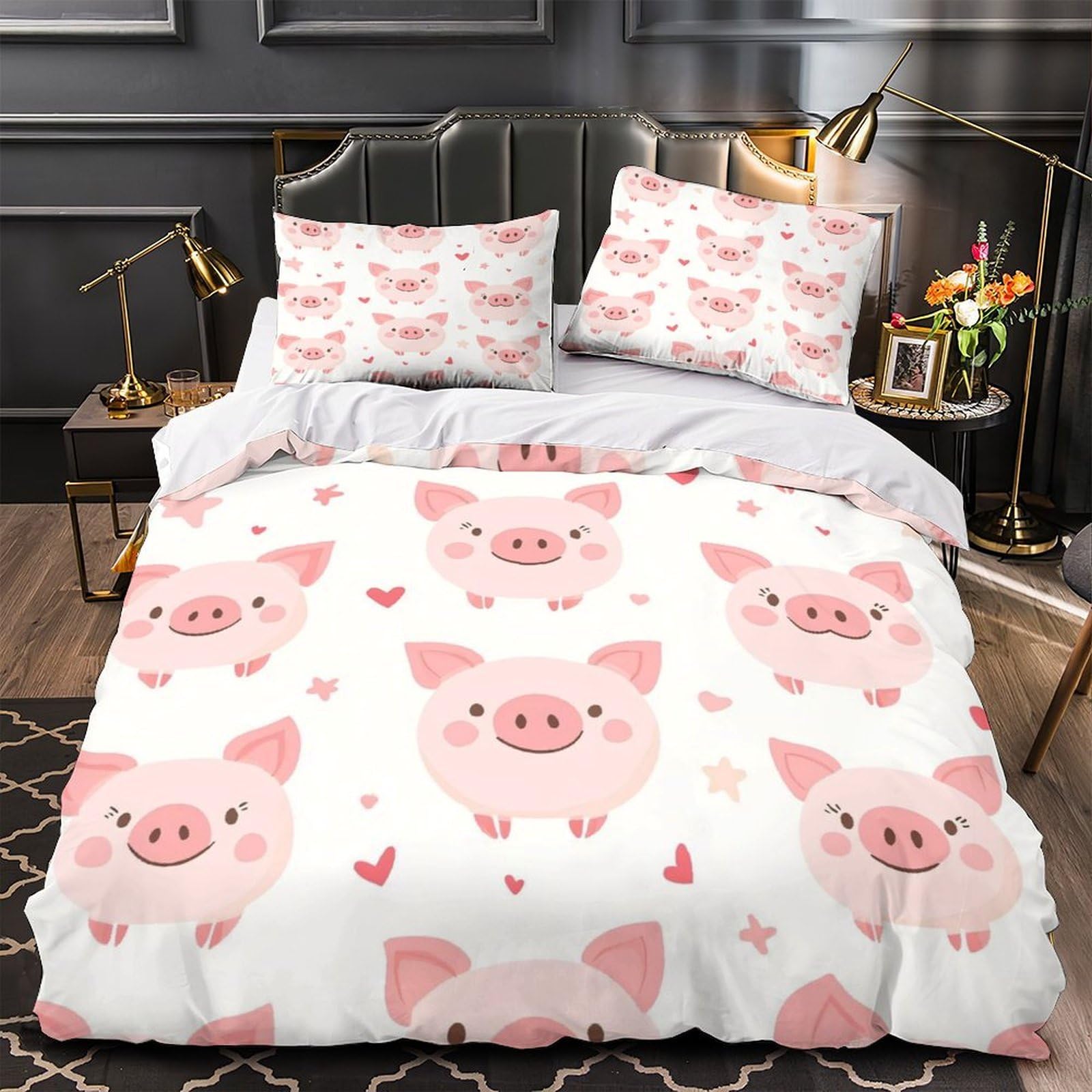 Housse de couette cochon respirante et hypoallergique 135x200