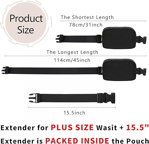 Miniatura 5 de VOROLO Riñonera para mujeres y hombres, bolsa cruzada con correa ajustable, Camo Negro con cuerda, Talla única, 1 paquete con cuerda