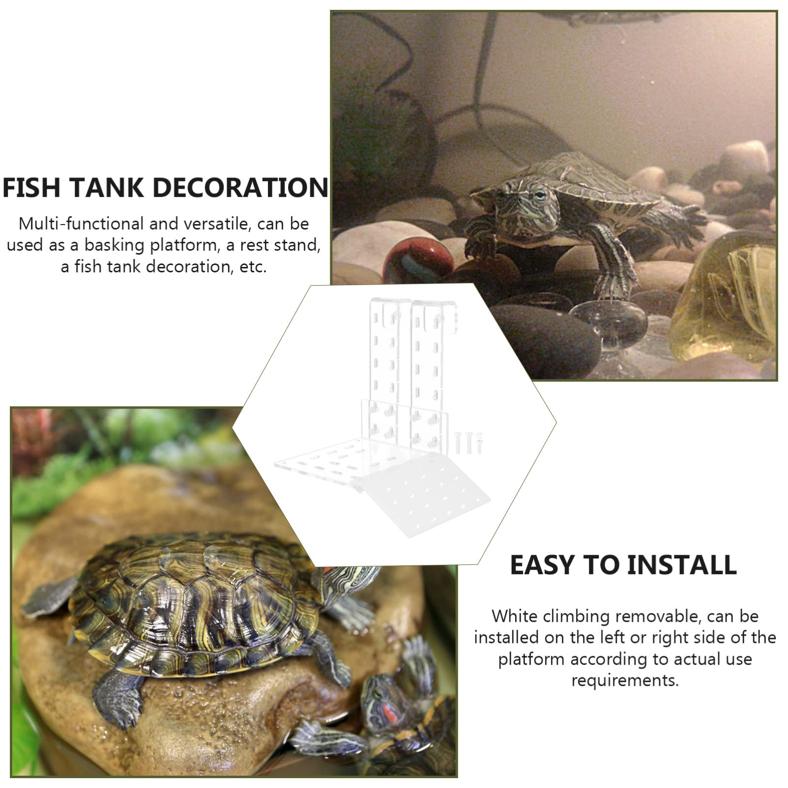 Piattaforma Basking Per Tartarughe - Erba Artificiale, Con Ventose, 20x21cm