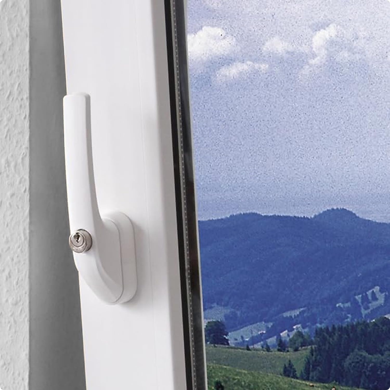 ABUS Abschließbarer Fenstergriff FG300 AL0089 - Fensterknauf mit Druckzylinder, gleichschließend - ABUS-Sicherheitslevel 5-37378 - weiß