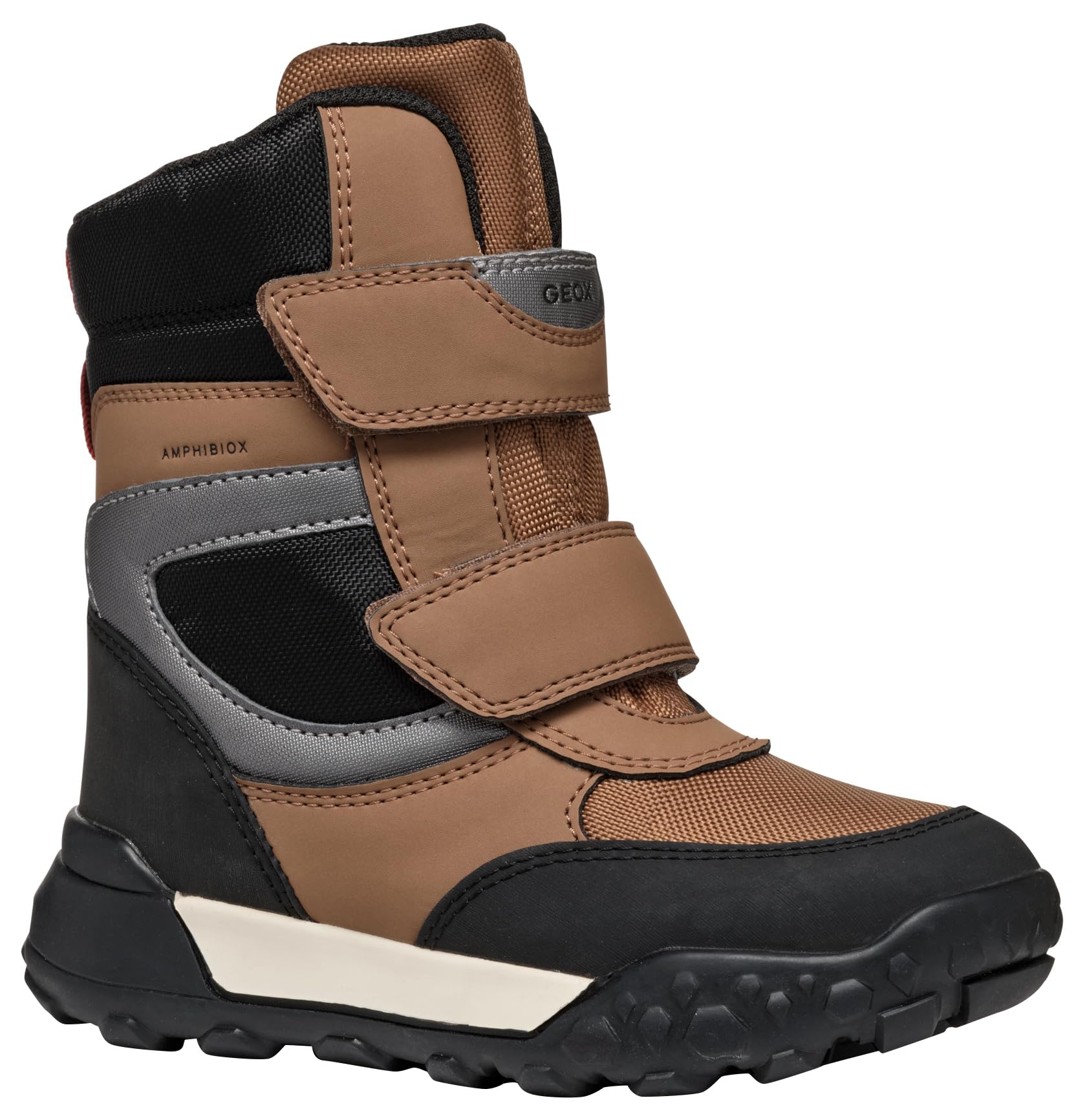 Geox J TREKKYUP BOY B ABX, Snow Boot, TOBACCO/DK SILVER,