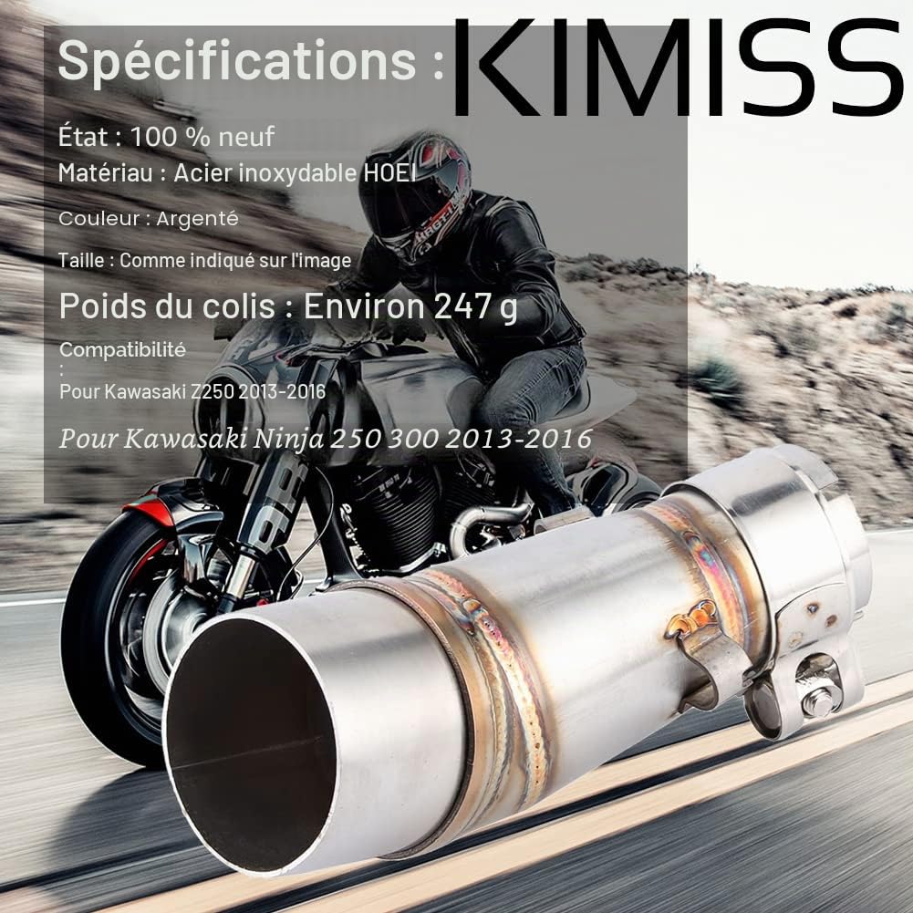 KIMISS adaptateur de pot d'échappement Slip-on Fixe, Tuyau de Silencieux d'Echappement Tuyau de Liaison d'Echappement de Moto systèmes d'échappement Extrémités de tuyau