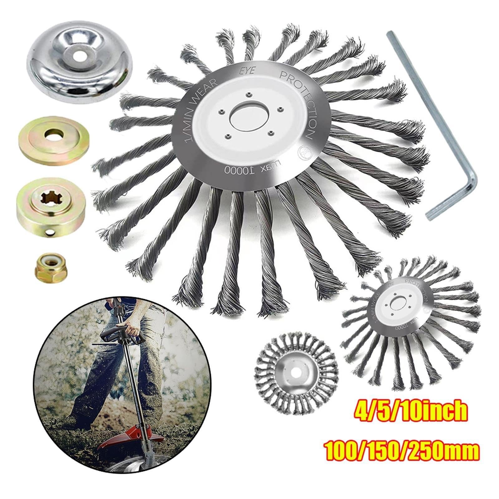 Cabezal Cortador De Cepillo De Malas Hierbas, Cabezal De Corte De Alambre De Acero, Cepillo Cortacésped con Kits De Adaptador, Herramientas(10inch Trimmer Head)