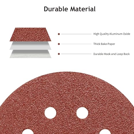 50 PCS 40 Grit 5 Inch 8 Hole Sanding Discs