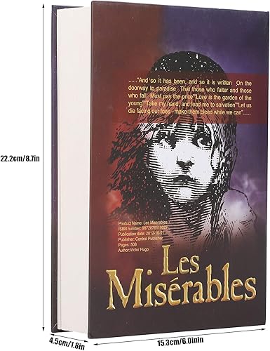 Miniatura 5 de Garosa Libro portátil de papel real con compartimento secreto oculto para dinero en efectivo, tarjetas bancarias, joyas con 2 llaves de 8.7 x 6.0 x