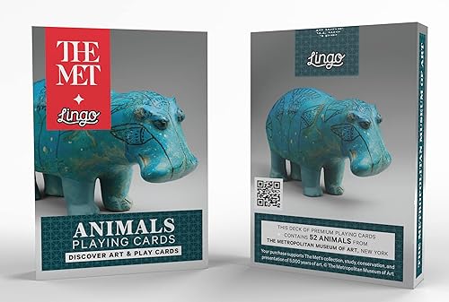 Miniatura 9 de Lingo The MET Animals Playing Cards - Tarjetas educativas con preguntas clave - Juegos de cartas de viaje - Baraja de cartas con temática artística