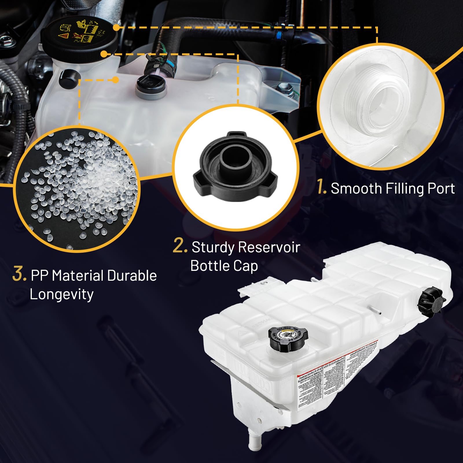 Engine Coolant Reservoir Tank 603-5403 Compatible with Kenworth 2008-2017 W900 T800 Compatible with Peterbilt 389 388 386 385 384 382 377 367 365 348 Replace T1673008 N5346001 Coolant Reservoir - 3