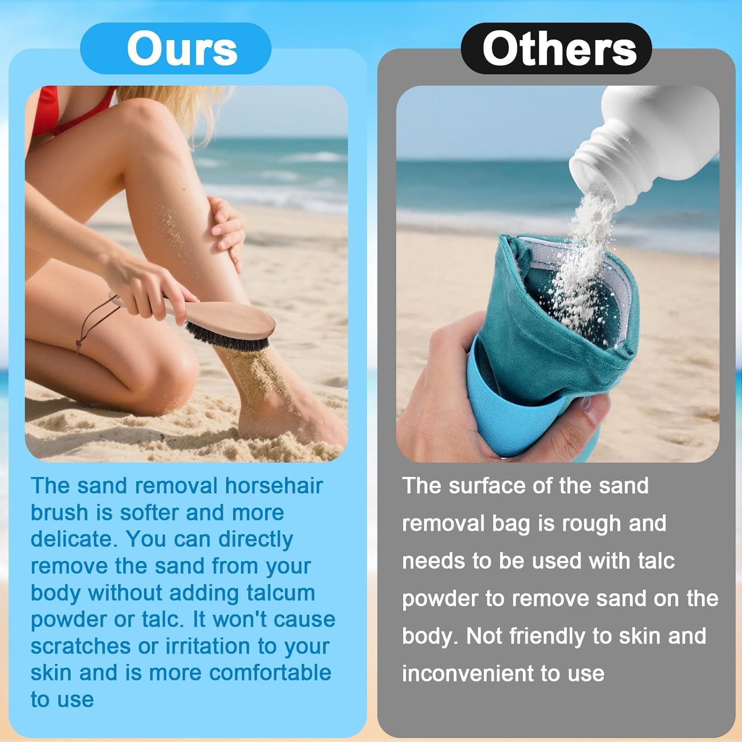 XANGNIER Sand Remover Brush Kits for Beach,Beach Vacation Essentials for Kids Women,Beach Accessories Must Haves for Summer Trip Camping Necessities&Supplies-with Hooks to Hang on The Bogg Bag,5pcs