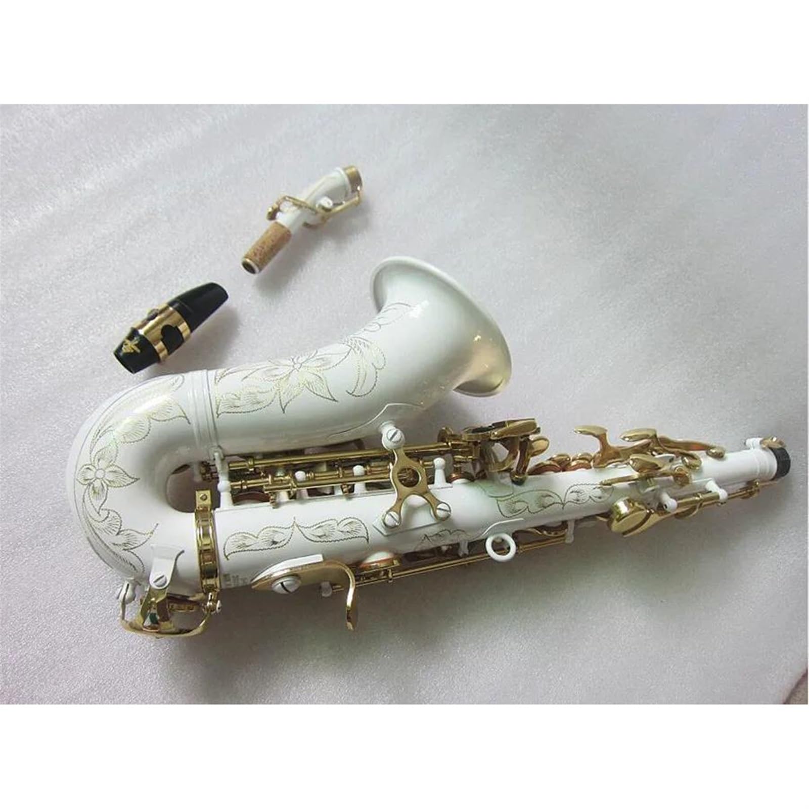 Professionale Sassofono Sassofono Soprano Curvo Sax Bianco Strumento Musicale Bocchino Prestazioni Professionali