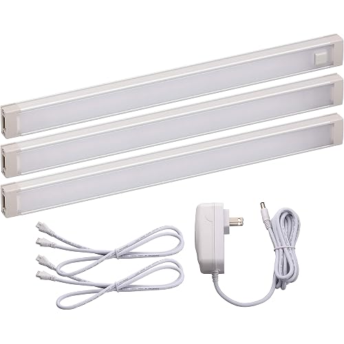 PureOptics LED Under Cabinet Lighting Kit, 3-Bars, 9 Inches Each, DIY Tool-Free Installation, Warm White, 2700K, 1080 Lumens, 15 Watts, Home Accent (LEDUC9-3WK)