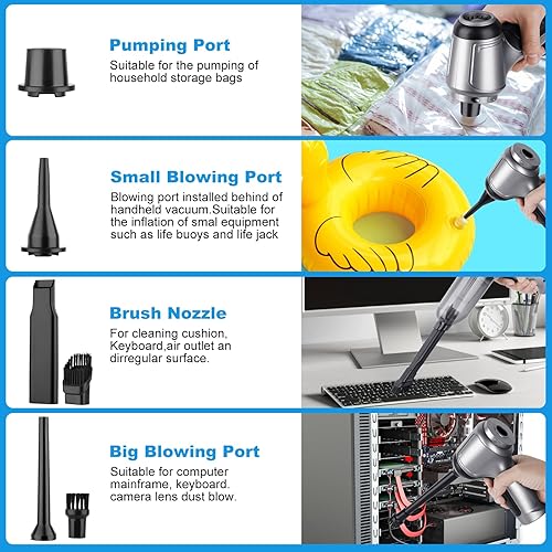 Miniatura 4 de Aspirador de coche portátil inalámbrico - 12000PA 3 en 1 aspiradora de coche de alta potencia inalámbrica de mano - Plumero de aire - Mini