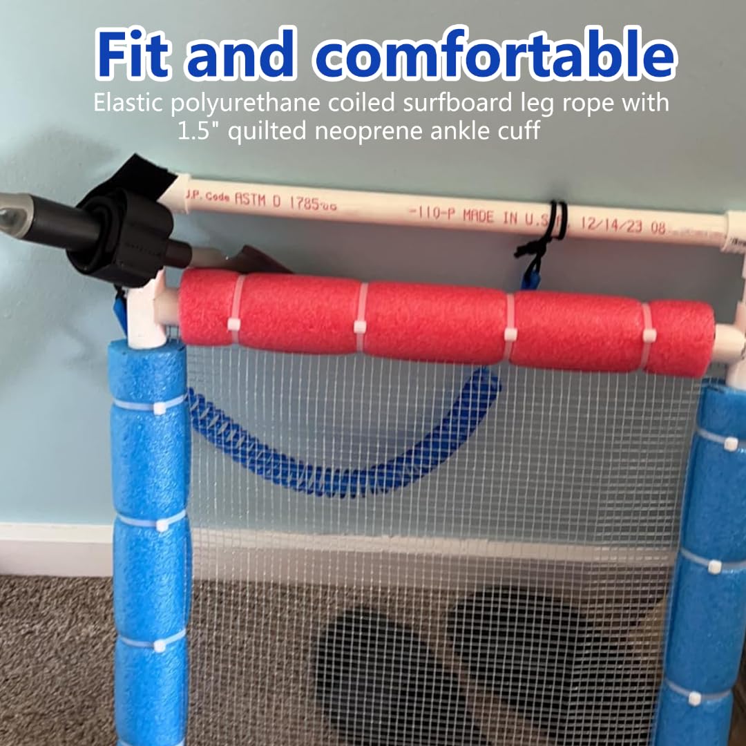 Upgrade Stand UP Paddle Board 10FT SUP Leash 5mm Coiled Spring Leg Rope Leash - Blue