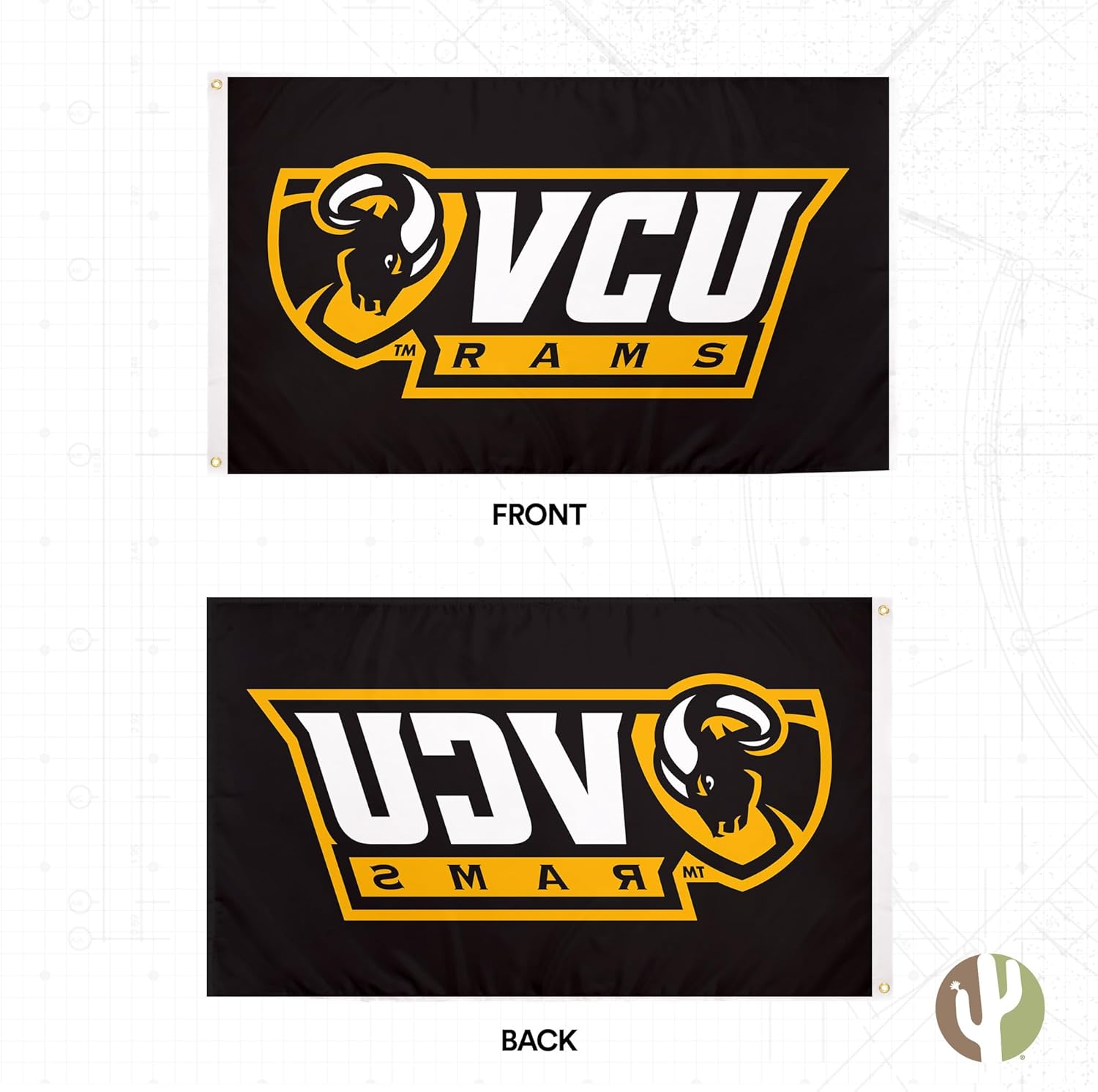 Desert Cactus Virginia Commonwealth University VCU Flag - 3 x 5 Feet Rams Flag, Indoor/Outdoor Durable Fabric, 100% Polyester Design (Style 1a) - Image 2