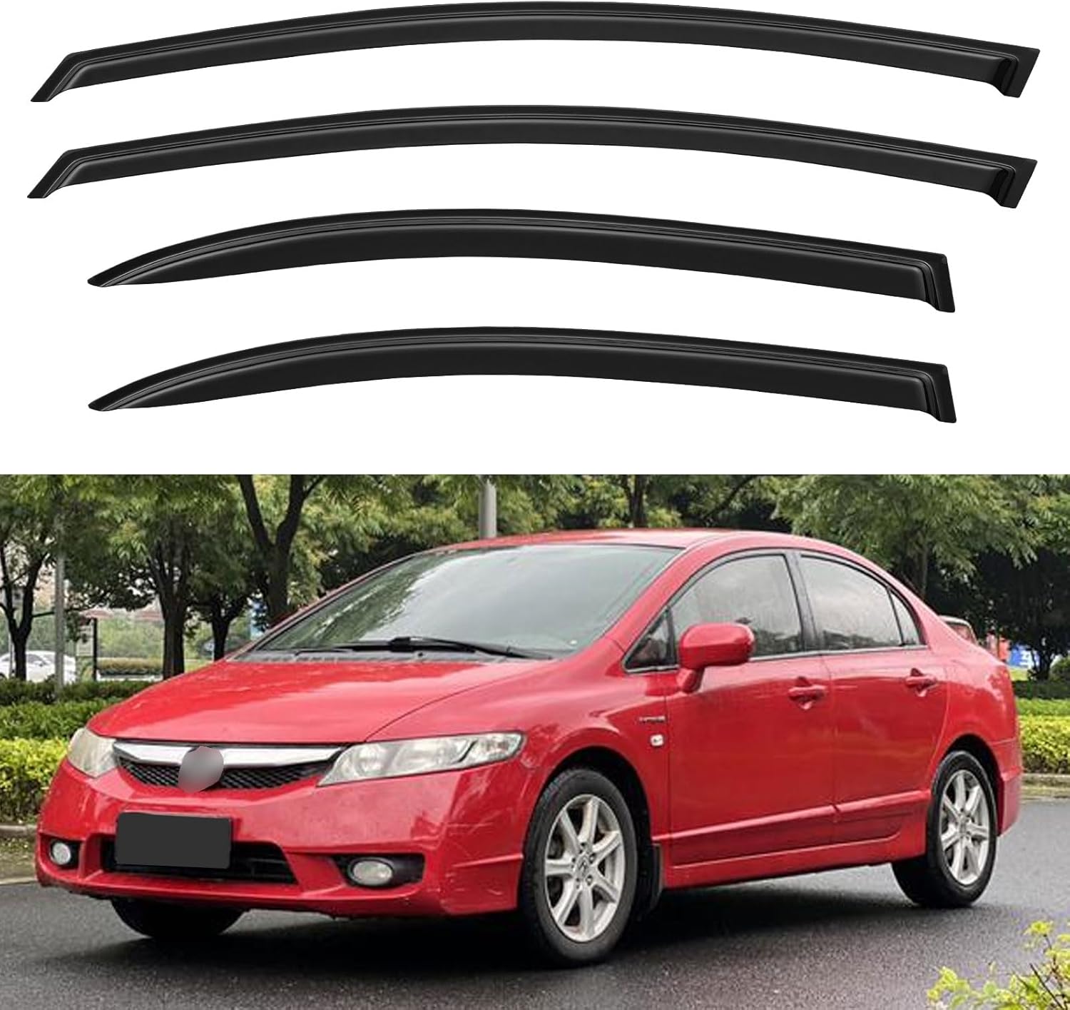 Window Visors Rain Guards for 2006 2007 2008 2009 2010 2011 Honda Civic, Out-Channel Window Vent Wind Deflectors Visors Shades for 06 07 08 09 10 11 Civic Sedan 2006-2011 Honda Civic Sedan