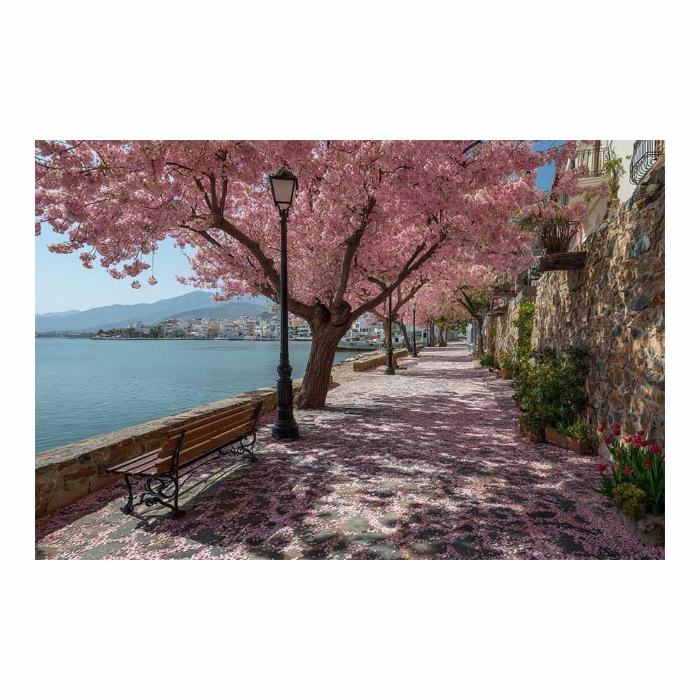 HOQIU Vintage wall art Coastal Blossoms Path decorative painting, wall art, for Living Room Bathroom Bedroom Kitchen Decoration.(Multicolor)-70x100cm Unframed