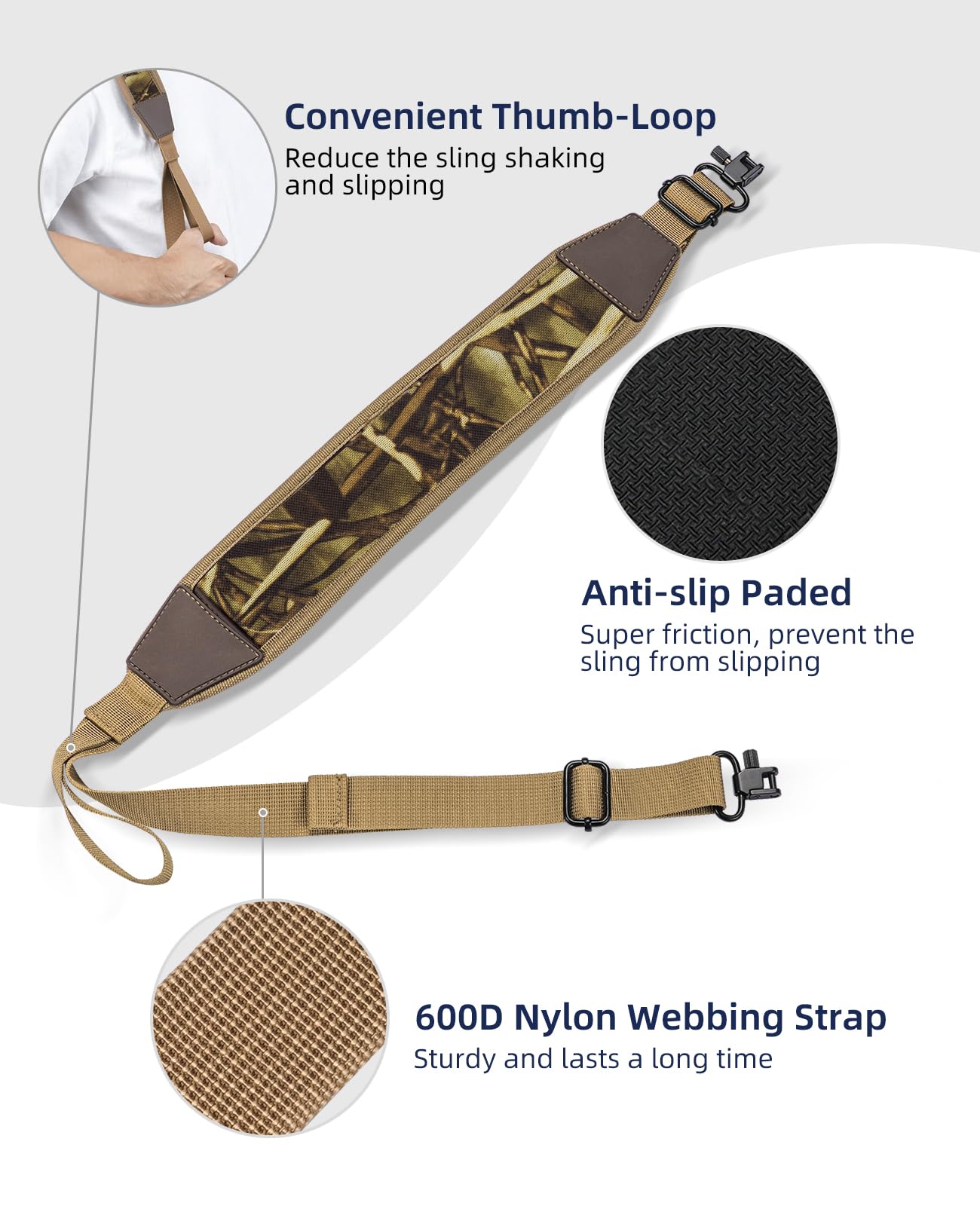 Correa de rifle de dos puntos con cómoda correa acolchada de neopreno para pistola para exteriores (patrón flameado) 2