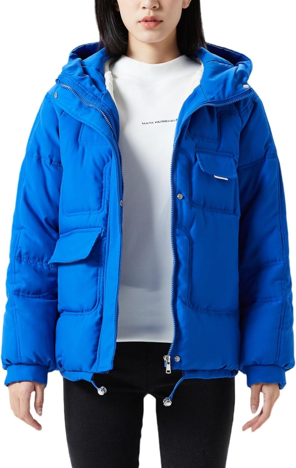 JiangWu Women’s Winter Thickened Hooded Cotton Coat Windproof Warm Fleece Jacket