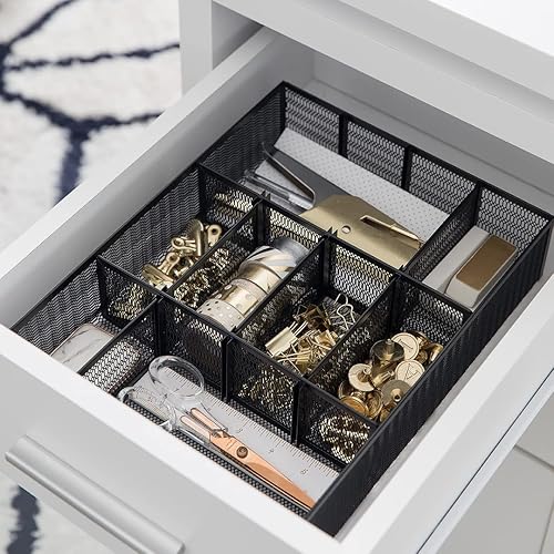 Miniatura 5 de BLU MONACO Bandeja organizadora de cajones de escritorio hasta 12 compartimentos ajustables con 9 separadores extraíbles organizador de suministros