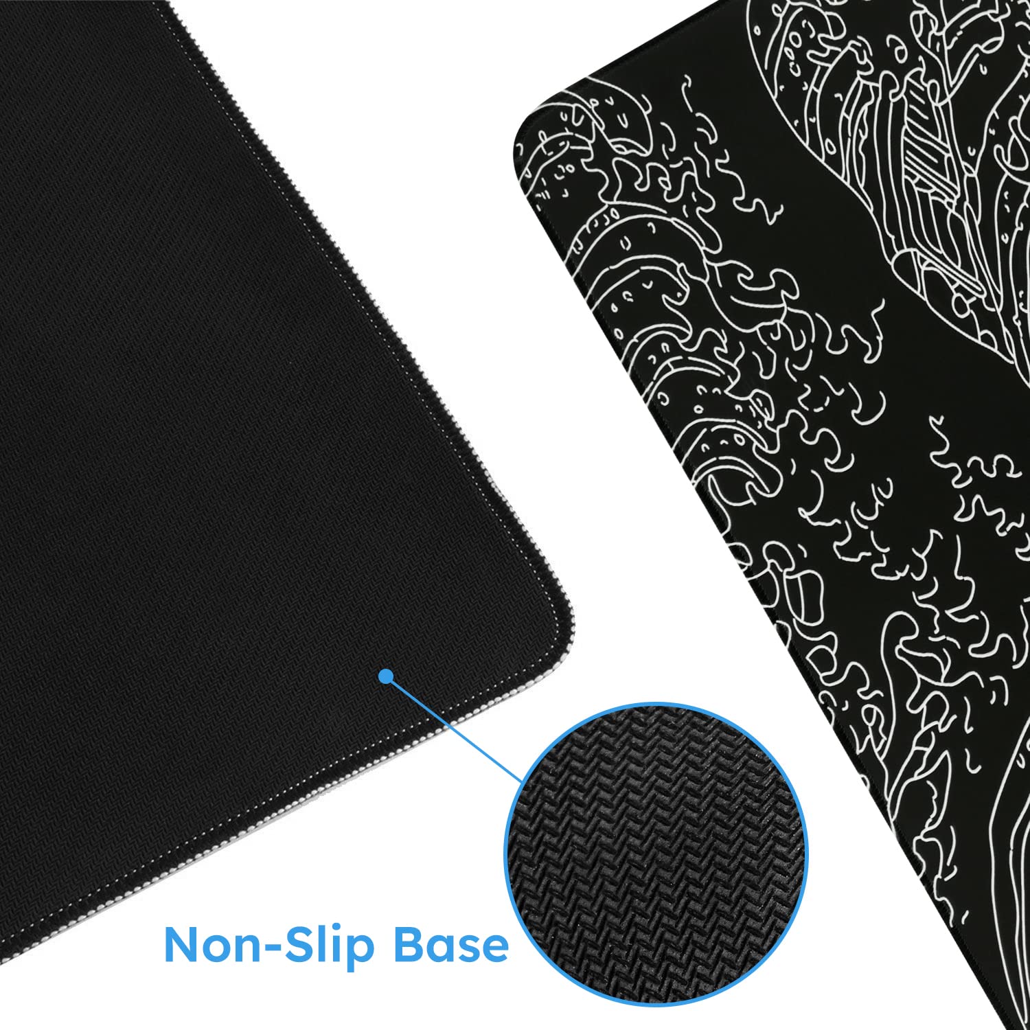 Witte Verlengde Gaming-Muismat (35,4 x 15,7 Inch) - Grote Stabiele Rubberen Basis Met Gestikte Randen - Toetsenbord-Onderlegger Voor Werk, Game, Kantoor, Thuis