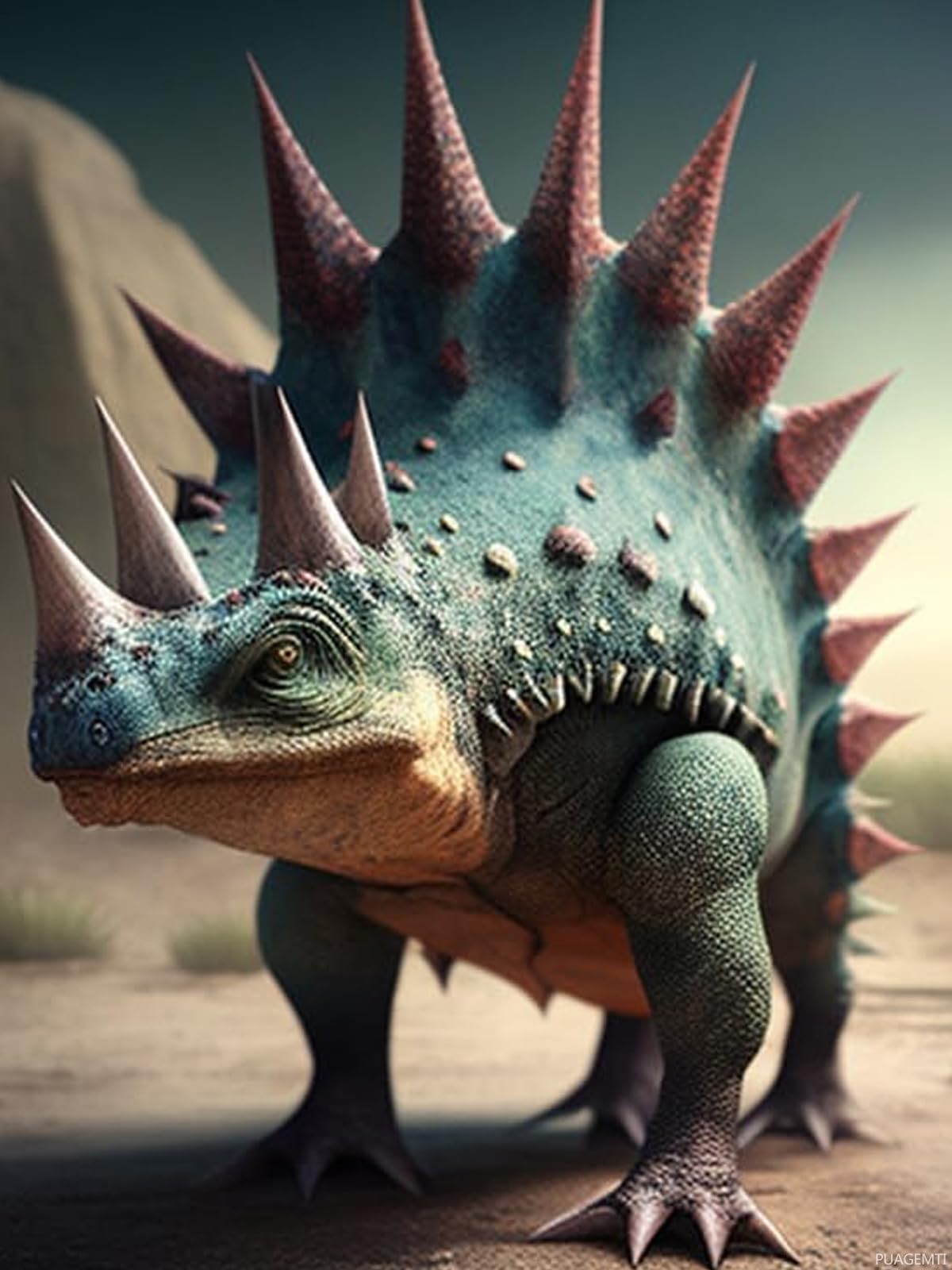 PUAGEMTI Stegosaurus Dinosaur Diamond Painting Kits for Adults, 5D DIY Round Full Drill Cross Stitch Crystal Rhinestone Embroidery Paintings Arts