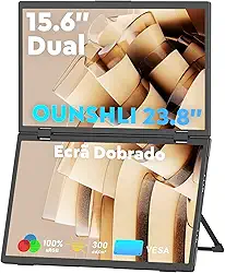 Extensor de tela de laptop triplo, 15,6" 1080P FHD IPS dobrável empilhado monitor portátil, 180 ° de rotação, USB C Travel Extended Computer Display w/VESA, Plug & Play para PCs (Wins/Mac)