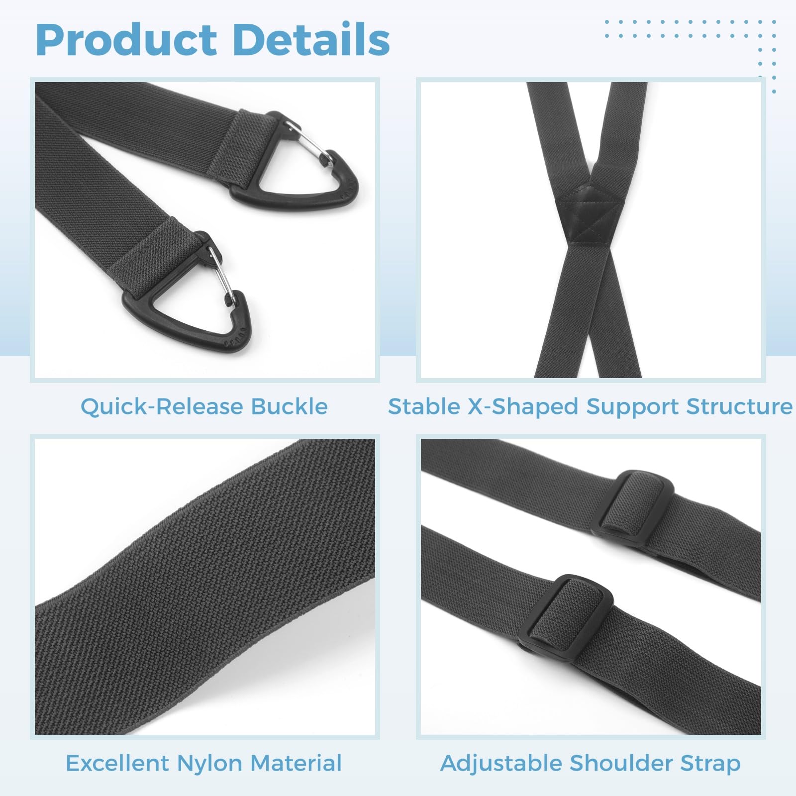 4 tirantes para hombre, tirantes elásticos ajustables con espalda en X con 4 clips de mosquetón, cinturón invisible debajo de la ropa para montañismo, uso casual, pantalones cargo, controles