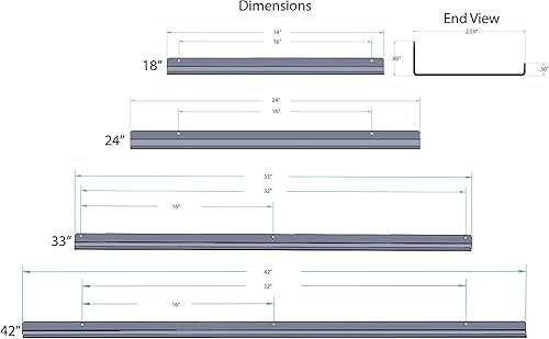 Miniatura 3 de Repisa flotante, estante para fotos, repisa artística, muy duradera y fabricada en los Estados Unidos (negro, 33 pulgadas)