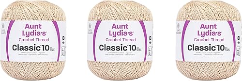 Aunt Lydia Classic Crochet - 3 unidades de 350y/1,049.9 ft - Natural