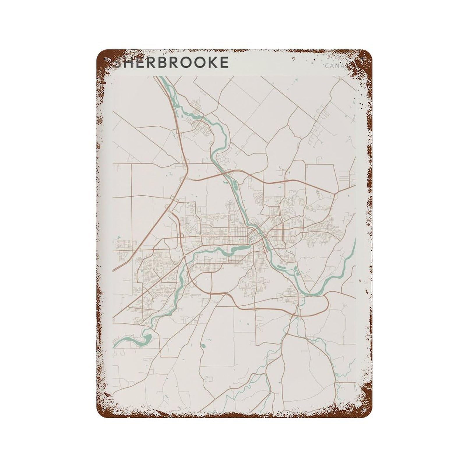 xiaoxiaoshen Sherbrooke Map City Quebec Canada Wall Decor Art Metal Tin Poster Modern Home Decor Art Home Bar Shop Decorations Vintage Sign 40x30cm