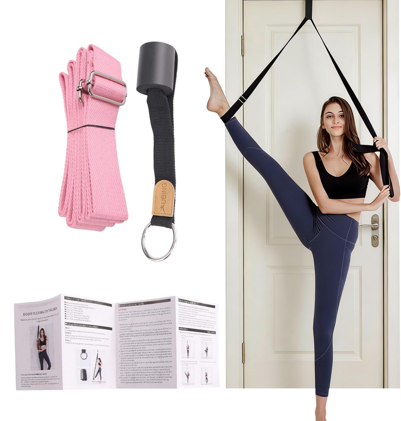 UBING Leg Stretcher, Door Flexibility Trainer, Over The Door Strech Strap for Flexibility, Splits Trainer for Dance Ballet Cheer Gymnastics Taekwondo Stretching