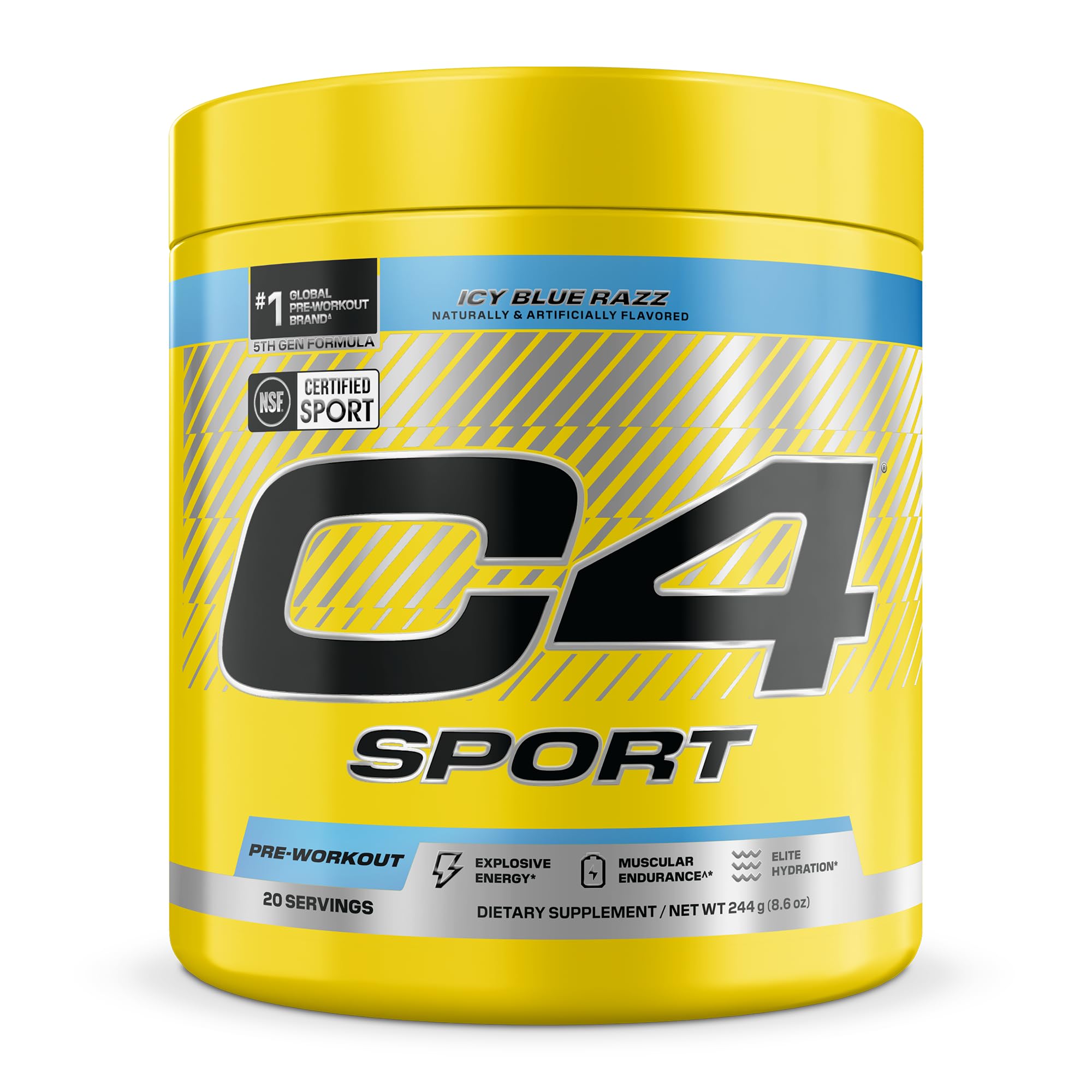 C4 Sport Pre Workout with 200mg Caffeine, Icy Blue Razz, 20 Servings