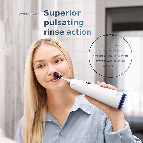 Miniatura 4 de SinuPulse Traveler con 30 paquetes Sinuair – Sistema de enjuague nasal pulsante inalámbrico de riego nasal, limpiador de ahorro de espacio y máquina